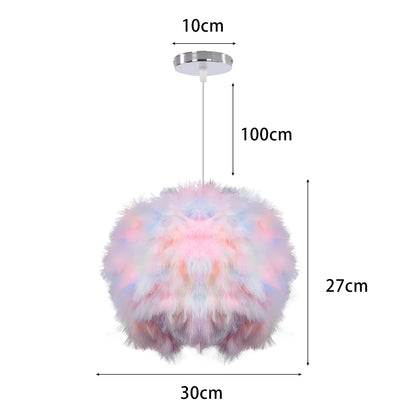 White Feather Pendant Light With Metal Frame
