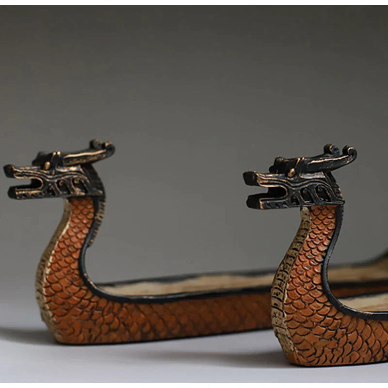 DecorBites™ Dragon Boat Incense Holder: Retro Chic Hand Carved Censer for Trendsetting Home Decor