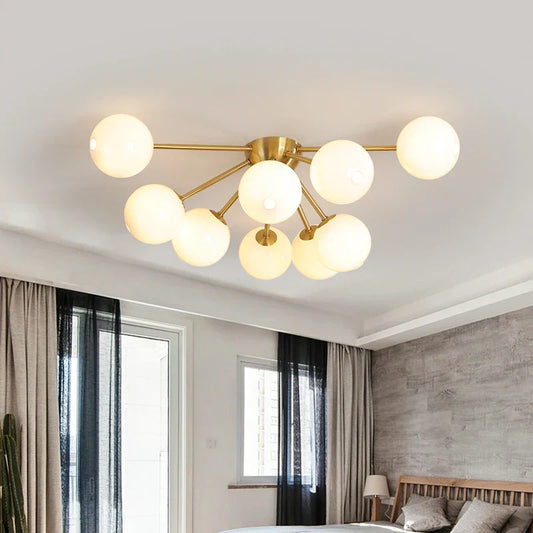 DecorBites™ Glass Ball LED Ceiling Chandelier for Modern Living Room and Bedroom Lighting