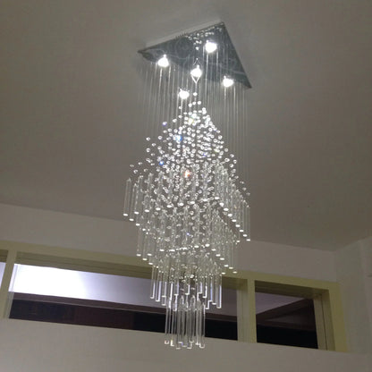 DecorBites™ Crystal Ceiling Chandelier: Modern Elegant Living Room & Staircase Light Fixture