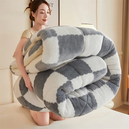DecorBites™ Cozy Checkerboard Duvet Blanket for Winter Warmth and Comfort