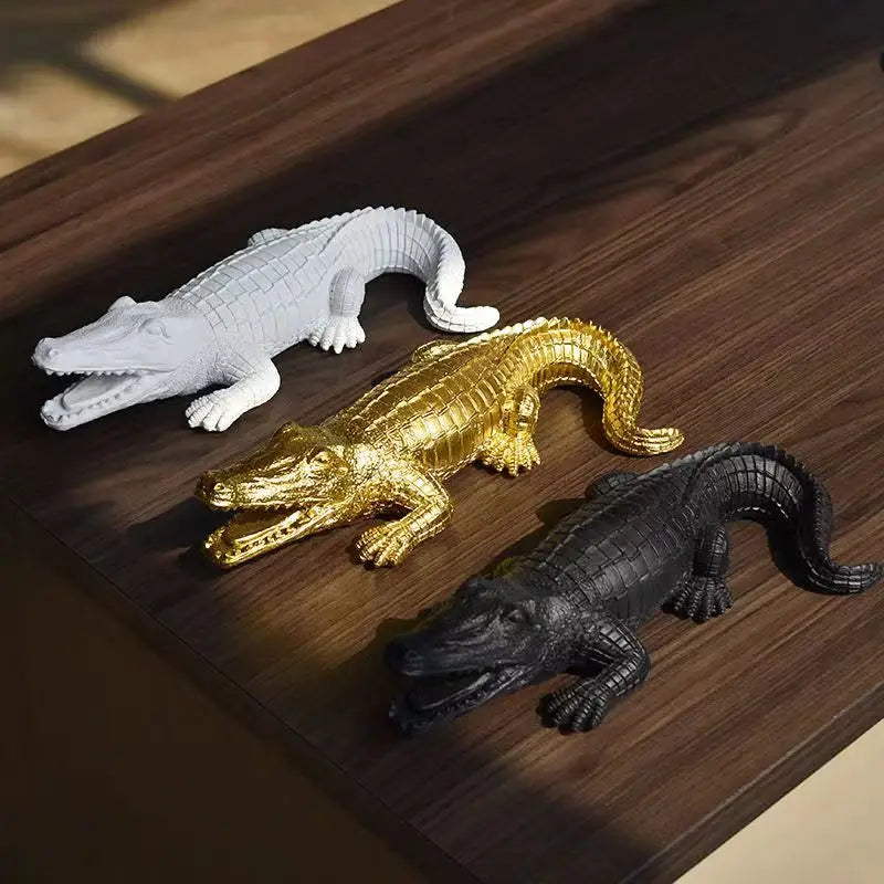 DecorBites™ Crocodile Wildlife Sculpture Statue Decor for Home Interiors & Desk Display