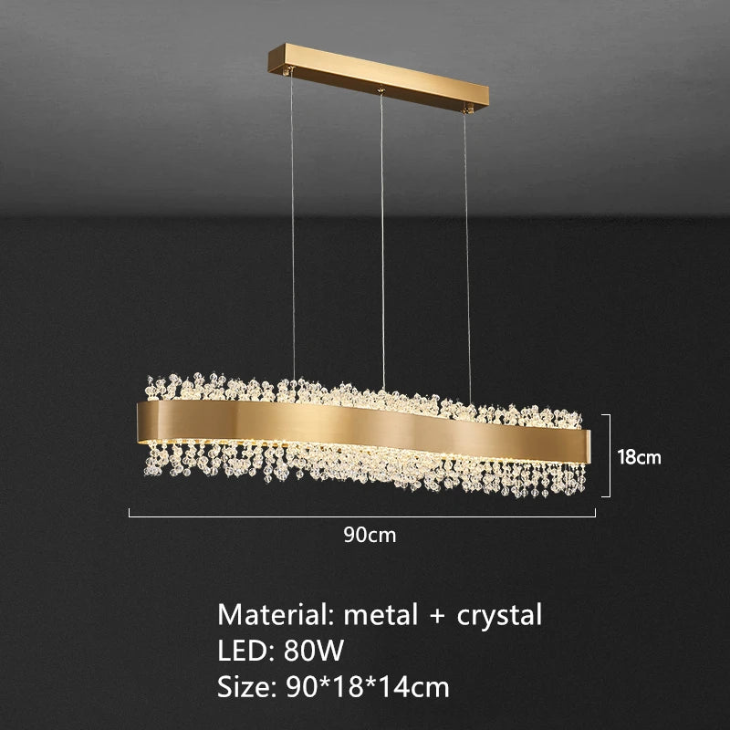 DecorBites™ Gold Metal LED Chandelier: Modern Crystal Lighting for Living Room, Dining Room, Bedroom.