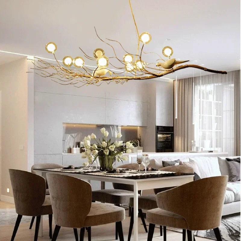 DecorBites™ Iron Branch LED Pendant Chandelier: Nordic Dining Room Lighting Fixture