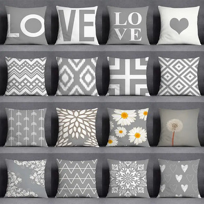DecorBites™ Geometric Floral Print Lumbar Pillow Case 45X45cm Sofa Cushion Cover