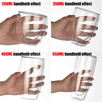 DecorBites™ Double Wall Borosilicate Glass Mug Set for Tea Coffee Juice Bar Drinkware