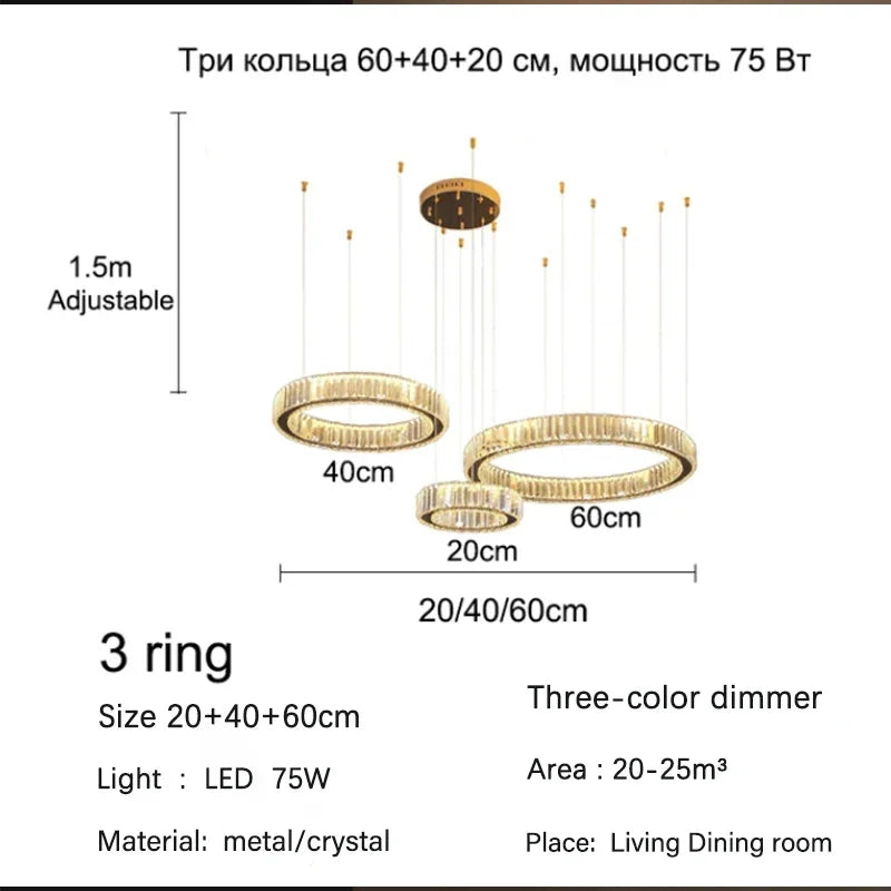 Gold Crystal Halo Chandelier