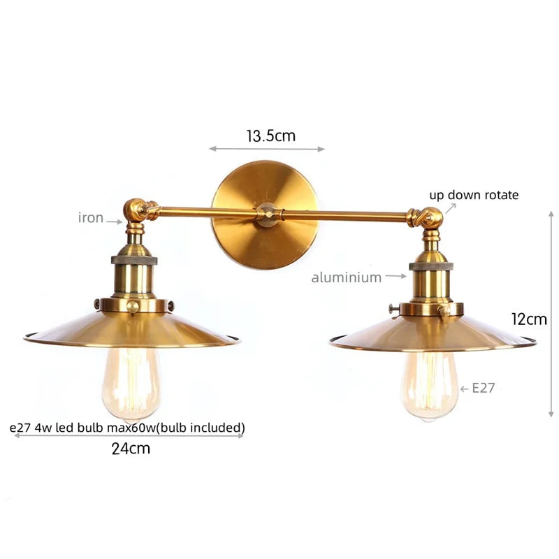 DecorBites™ Dual Head LED Wall Light Pink Industrial Bedside Lamp