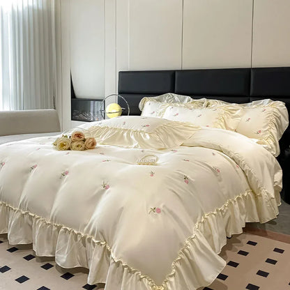DecorBites™ Lace Embroidered Cooling Comforter Cover Set - Silky Cozy Bedding Sets