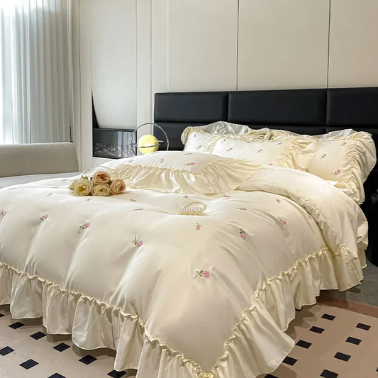 DecorBites™ Lace Embroidered Cooling Comforter Cover Set - Silky Cozy Bedding Sets