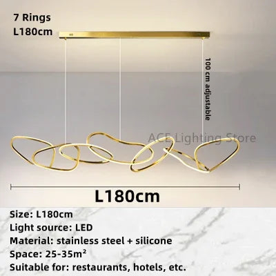 DecorBites™ Gold LED Ring Ceiling Chandelier: Modern Luxury for Bar, Hotel, Bedroom & Restaurant