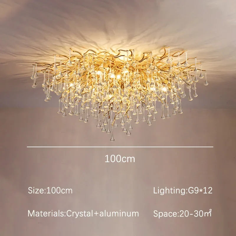 DecorBites™ Crystal Dendritic Chandelier: Modern Luxe for Living Room, Dining Room, Bedroom, Hotel Lobby