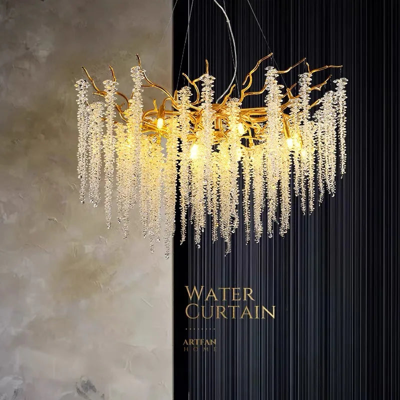 DecorBites™ Crystal Branch Chandelier: Elegant French Style Ceiling Light for Living & Dining Room