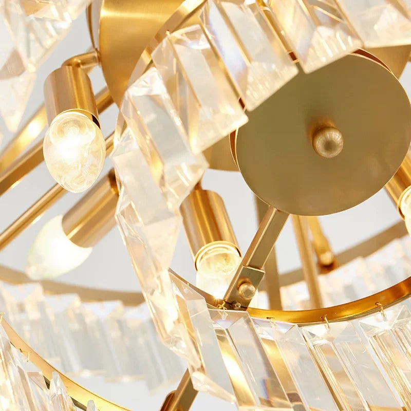 Golden Crystal Pendant Chandelier