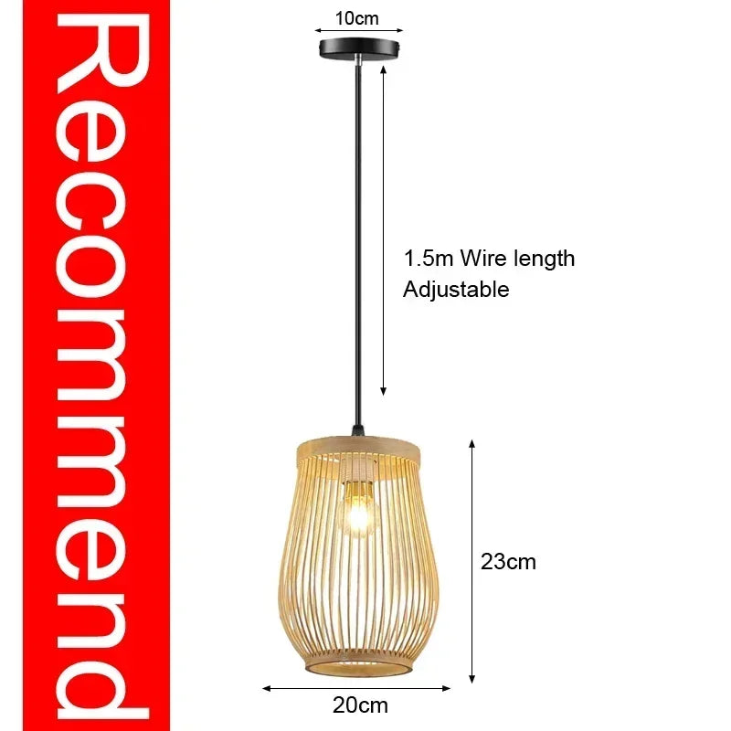 DecorBites™ Bamboo Pendant Ceiling Light Rattan