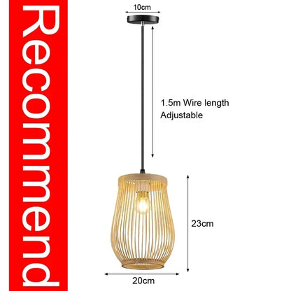 DecorBites™ Bamboo Pendant Ceiling Light Rattan
