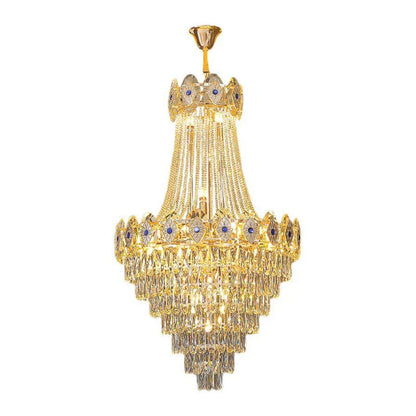 DecorBites™ Gold Round Chandelier Dimmable LED Stair Lights Luxury Suspension Lamp