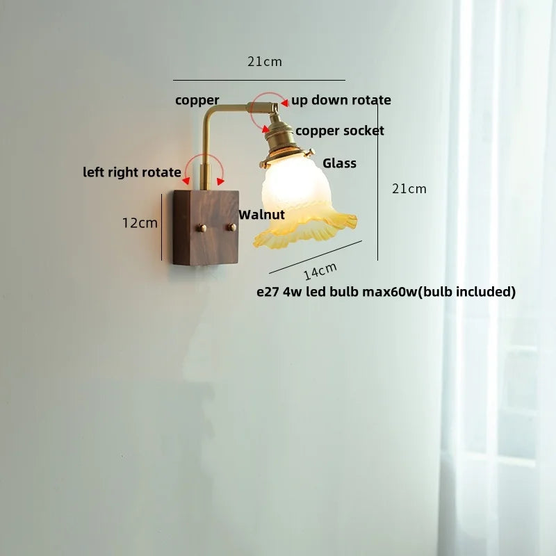 Brass Walnut Wall Sconce