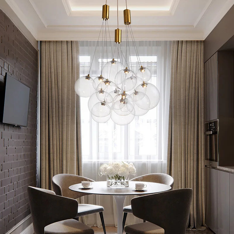 DecorBites™ Glass Ball LED Pendant Chandelier for Modern Spaces