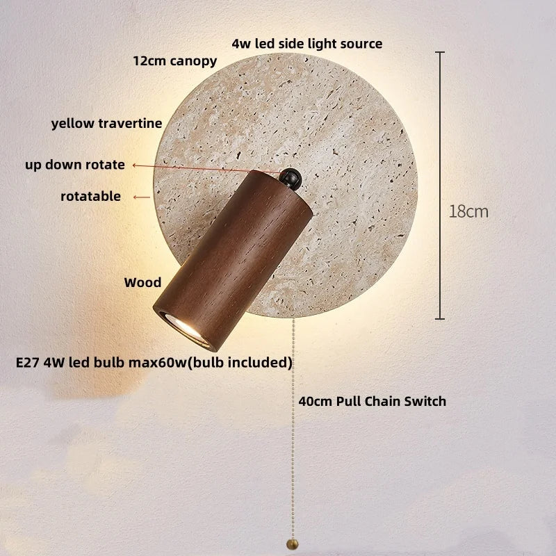 Travertine Glass Wall Light
