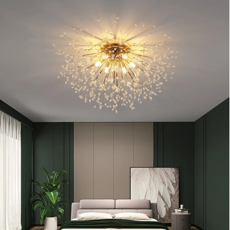 Gold Dandelion Crystal Chandelier 8-Head Nordic