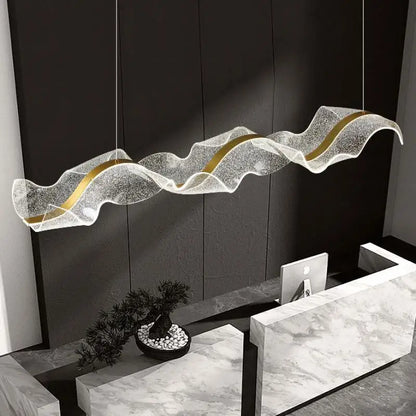 DecorBites™ Acrylic Ribbon LED Pendant Chandelier - Designer Dining Room Hanging Lamp