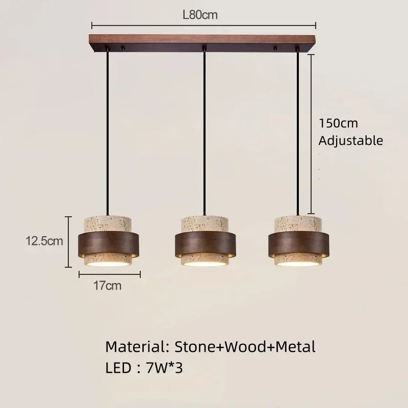 Japanese Wabi Sabi Stone Pendant Light in White or Gray