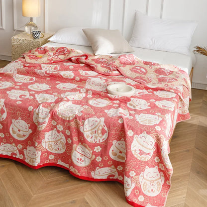 DecorBites™ Cotton Gauze Summer Blanket, Soft Breathable Single Double Bed Nap Blanket