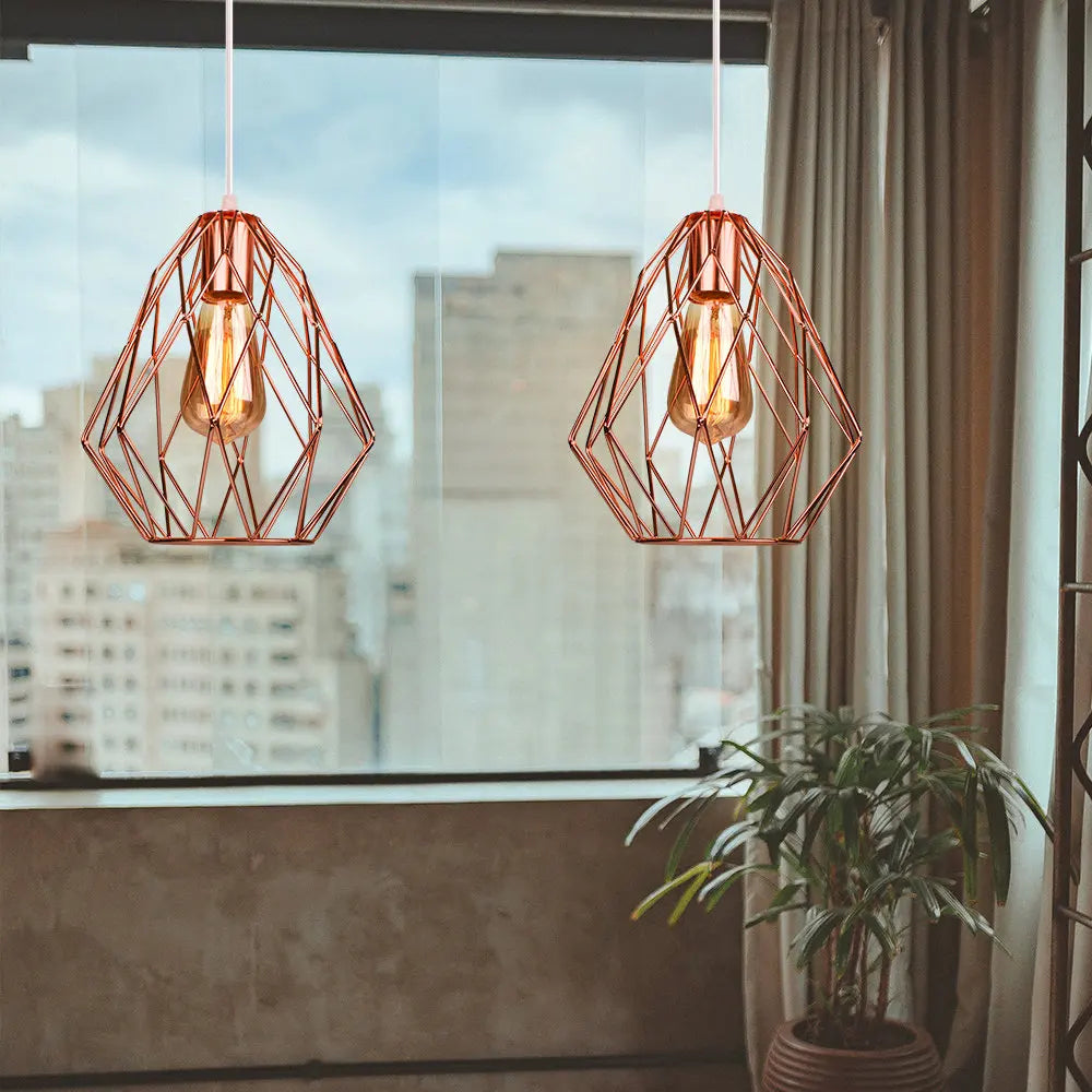 Gold Industrial Pendant Light Adjustable Height