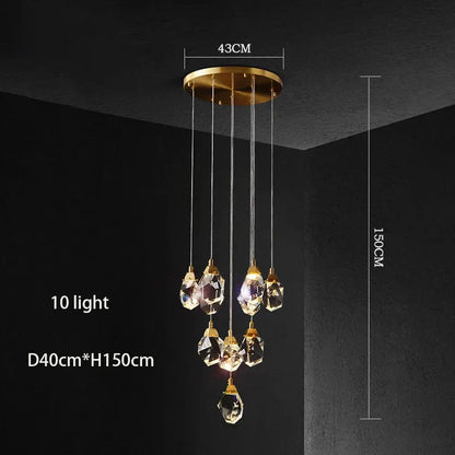 DecorBites™ Diamond Crystal Chandelier: Luxury Gold LED Lighting for Staircase & Living Room