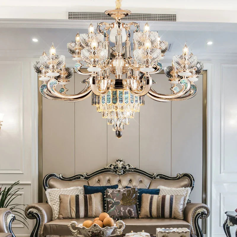 DecorBites™ Crystal Candle Chandelier: Modern European Living Room Lighting