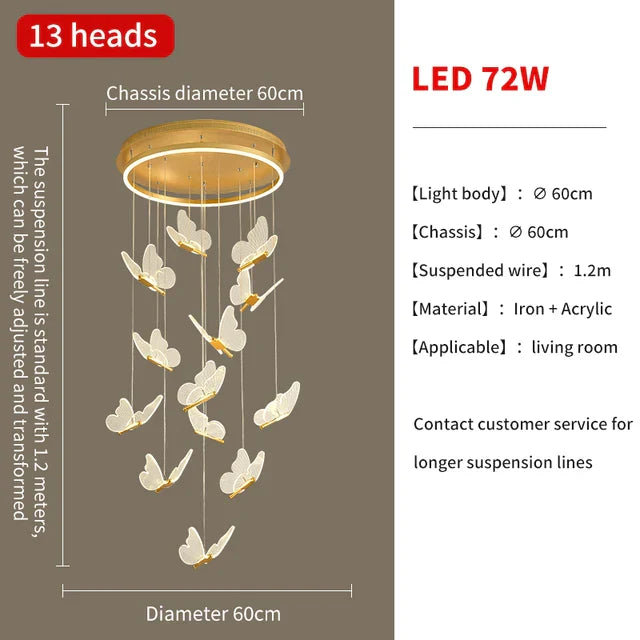 Gold LED Butterfly Pendant