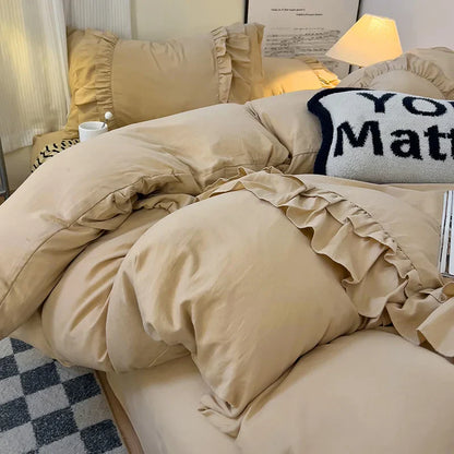 DecorBites™ Lace Patchwork Duvet Cover Set, Soft Microfiber, Full Queen Size Bed Linen Pillowcase