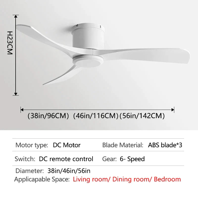 DecorBites™ Black DC Motor Ceiling Fan Remote Control 35W for Home Restaurant