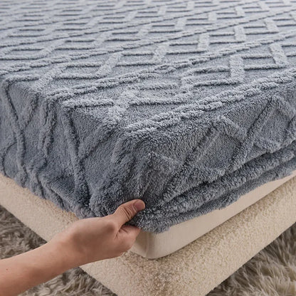 DecorBites™ Cozy Tafu Fleece Queen Bed Sheet with Elastic Band