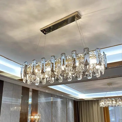 DecorBites™ Crystal LED Chandelier: Modern Luxury Pendant Light for Bedroom, Restaurant, and Home Decor