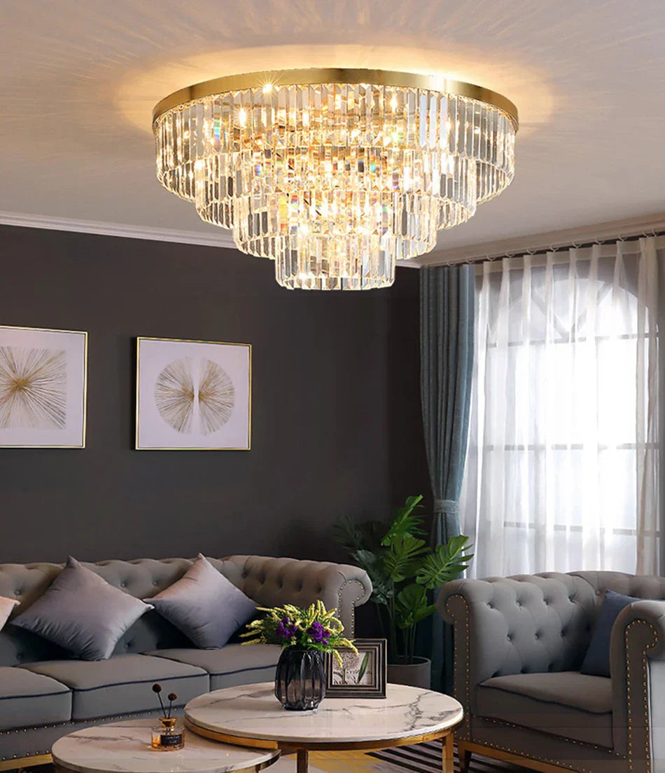 Gold Crystal Ceiling Fixture 60cm Diameter