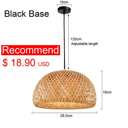Japanese Bamboo Woven Pendant Light in Natural Finish