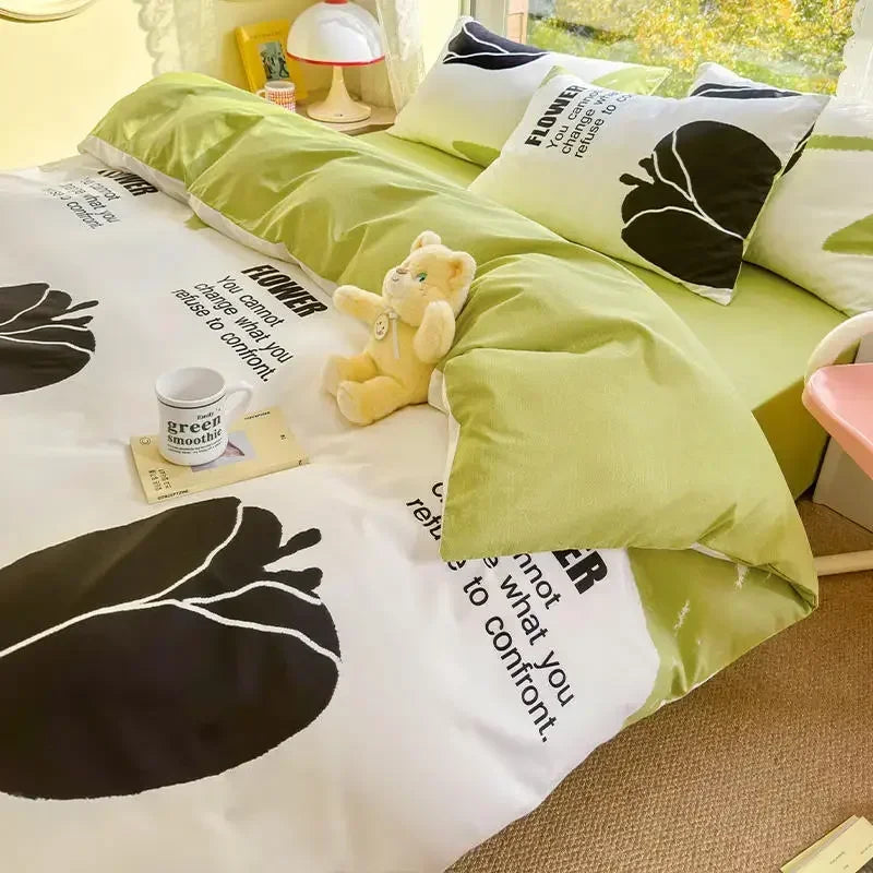 DecorBites™ Double-Sided Floral Print Cotton Bedding Set - Queen Size Soft Duvet Cover Set