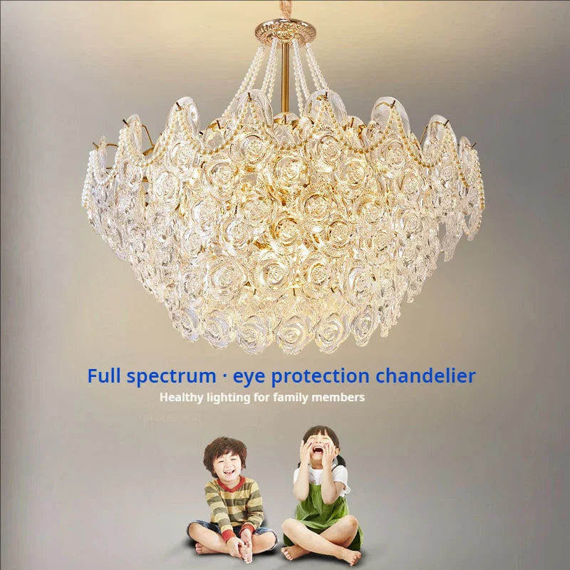 DecorBites™ French Chandelier Pearl Glass Rose 2024 Master Bedroom Lighting
