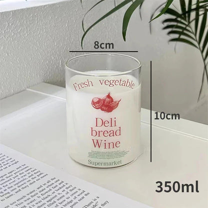 DecorBites™ Korean Glass Cups - 350ml Heat-resistant Drinking Glasses for Coffee, Tea, Milk, Beer, Water