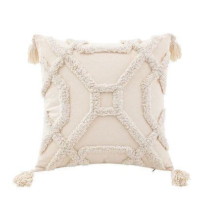 DecorBites™ Geometric Tufted Cushion Cover Beige Patchwork Pillow Covers Wabi-sabi Style
