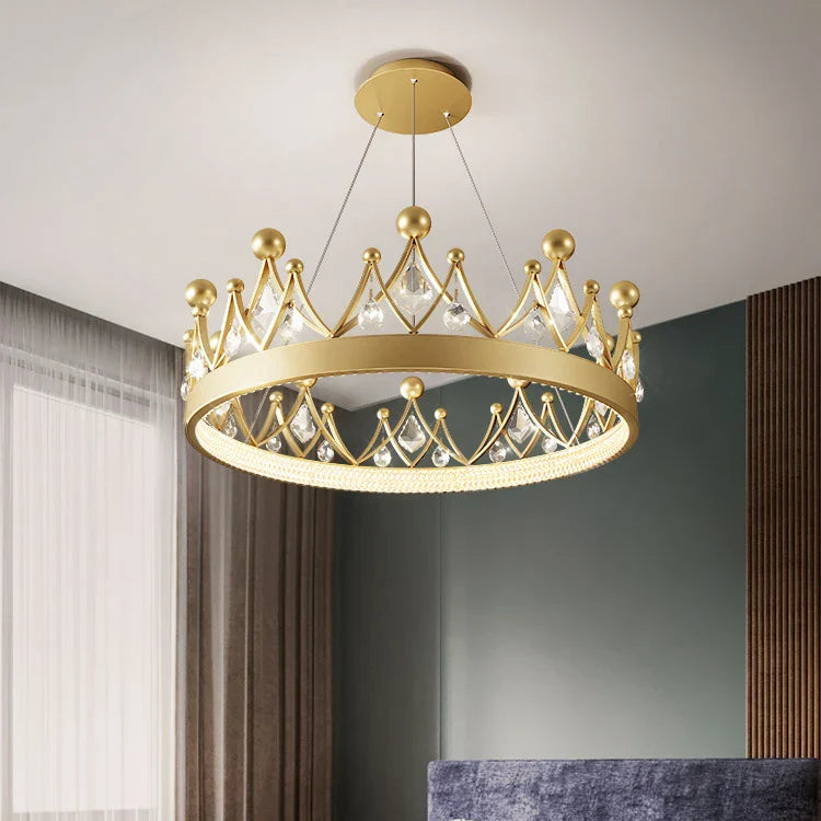 DecorBites™ Crown Crystal Chandelier Pendant Light for Bedroom and Living Room Decor