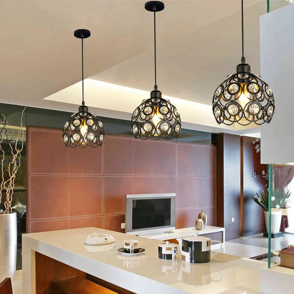 DecorBites™ Crystal K9 Pendant Lamp: Modern Industrial Lighting for Bedroom and Kitchen