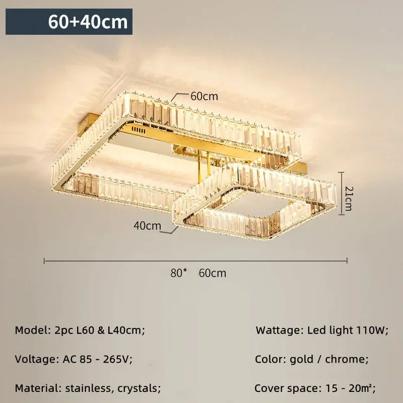 DecorBites™ Crystal Dimmable Ceiling Light - Luxury Living Room Bedroom Lamp