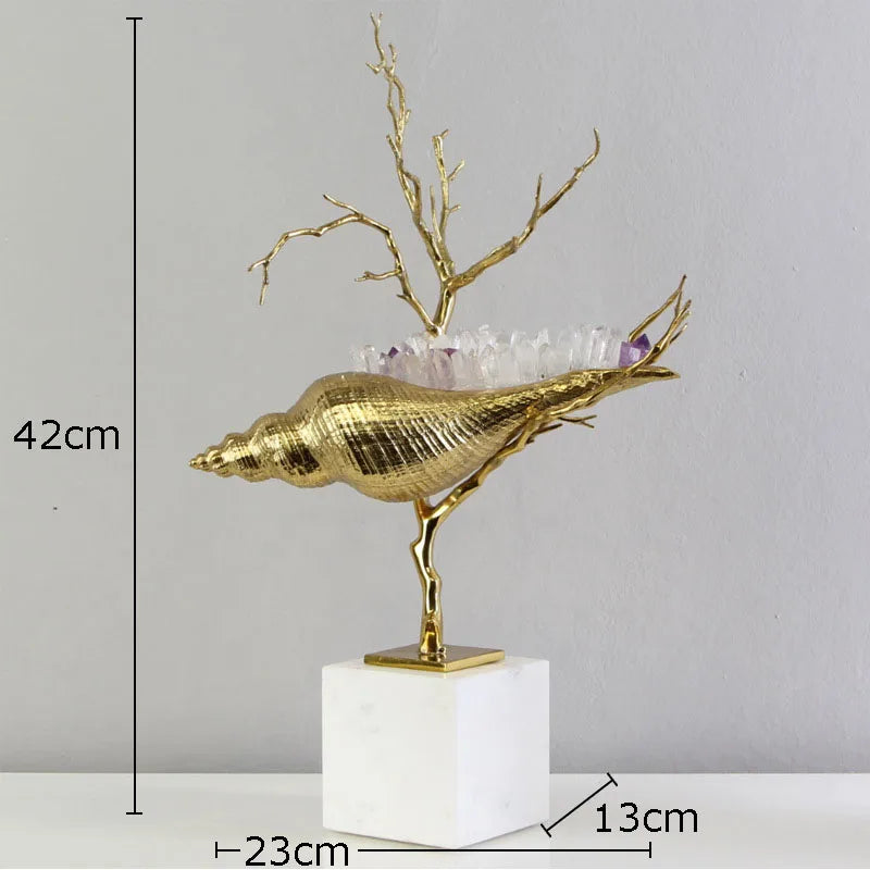 Golden Metal Conch Sculpture