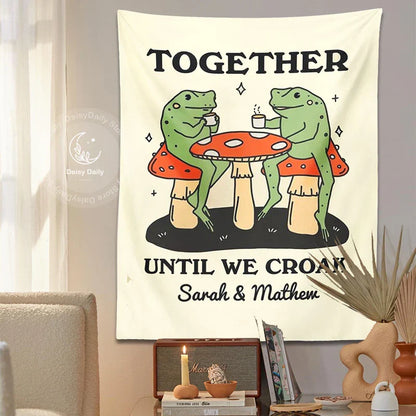 DecorBites™ Cute Cartoon Frog Moon Phase Tapestry for Girls Dorm Room Decor