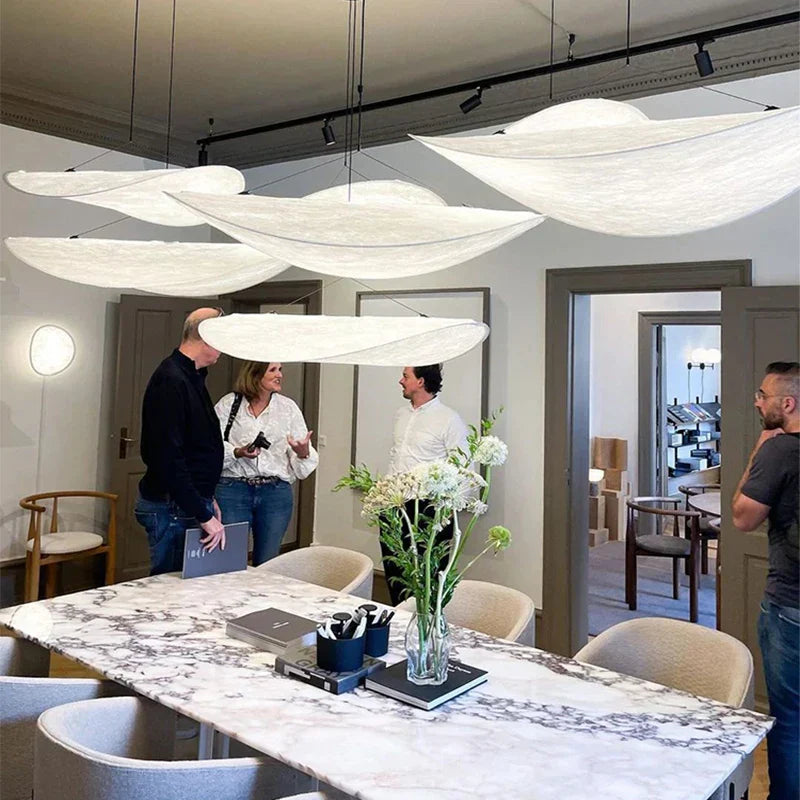 DecorBites™ Japanese Wabi-Sabi Minimalist Bedroom Chandelier - White Art Tea Room Lighting
