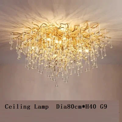 Gold Crystal Branch Chandelier Chrome L160cm