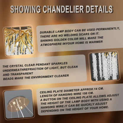 DecorBites™ Crystal Ceiling Chandelier for Bedroom and Living Room